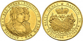 GERMANY. Baden. Ludwig Georg, 1707-1761, with his mother Franziska Sibylla Augusta, † 1733. Dukat 1714 (chronogram) (Gold, 21 mm, 3.48 g, 12 h), on th...