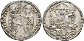 SERBIA. Stefan Uros I, king, 1243-1276. Gros (Silver, 20 mm, 2.31 g, 6 h). STEFANV' REX S STEFANV' Stefan I standing facing on the left, holding akaki...