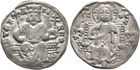 SERBIA. Stefan Uros II Milutin, king, 1282-1321. Gros (Silver, 20 mm, 2.08 g, 2 h). STЄFA N RЄX Stefan Uroš II enthroned facing, crowned and bearded, ...