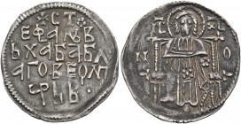 SERBIA. Stefan Uros IV Dusan, as Tsar, 1345-1355. Gros (Silver, 21 mm, 1.67 g, 11 h). ✠ CT/EΦAN B/БXAБA БΛ/AΓOBEQΛΠ/ ЧPbb. Rev. Christ, nimbate, seate...