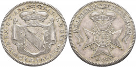 GERMANY. Baden-Durlach. Karl Friedrich, 1738-1811. Gulden 1740 (Silver, 32 mm, 14.56 g, 6 h), under guardianship of Magdalena Wilhelmine and Karl Augu...
