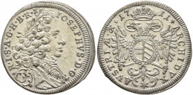 GERMANY. Bayern. Under Imperial administration, 1705-1715. 3 Kreuzer 1711 (Silver, 20 mm, 1.81 g, 12 h), München. IOSEPHVS D G R I S A G H B R X Cuira...