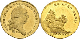 GERMANY. Bayern. Karl Theodor, 1777-1799. Dukat 1780 (Gold, 21 mm, 3.48 g, 12 h), München CAR THEODOR D G C P R V B D S R I A &amp; EL D I C &amp; M B...