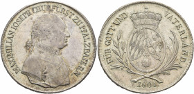 GERMANY. Bayern. Maximilian I. (IV.) Joseph, 1799-1806-1825. Konventionstaler 1804 (Silver, 42 mm, 28.00 g, 12 h), München. MAXIMILIAN IOSEPH CHURFÜRS...
