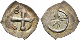 SWITZERLAND. Basel, Bistum. Anonymous, 1150-1200. Viereckiger Pfennig (Silver, 16 mm, 0.40 g). Cross with annulets in the quarters. Rev. Wheel with si...