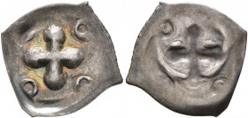 SWITZERLAND. Basel, Bistum. Anonymous, 1150-1200. Vierzipfliger Pfennig (Silver, 16 mm, 0.35 g). Cross with thick round ends (Kolbenkreuz), annulet in...
