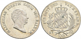 GERMANY. Bayern. Maximilian IV (I) Joseph, 1799-1806-1825. 20 Kreuzer 1809 (Silver, 27 mm, 6.63 g, 12 h), München MAXIMILIAN IOSEPH KÖNIG VON BAIERN H...