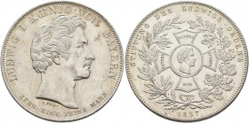 GERMANY. Bayern. Ludwig I, 1825-1848. Konventionstaler 1827 (Silver, 38 mm, 28.00 g, 12 h). LUDWIG I KOENIG VON BAYERN Head of Ludwig I to right, ZEHN...