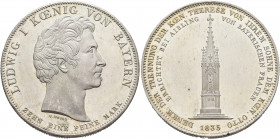 GERMANY. Bayern. Ludwig I, 1825-1848. Konventionstaler 1835 (Silver, 38 mm, 28.04 g, 12 h). LUDWIG I KOENIG VON BAYERN Head of Ludwig I to right, ZEHN...