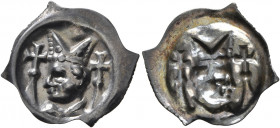 SWITZERLAND. Basel, Bistum. Gerhard von Vuippens, 1310-1325. Vierzipfliger Pfennig (Silver, 18 mm, 0.38 g). Mitred bishop's head left between the tops...