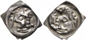 SWITZERLAND. Basel, Bistum. Johann II. Senn von Münsingen, 1335-1365. Vierzipfliger Pfennig (Silver, 17 mm, 0.20 g). Mitred bishop's head left, crosie...