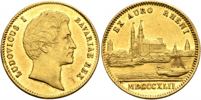 GERMANY. Bayern. Ludwig I, 1825-1848. Dukat 1842 (Gold, 20 mm, 3.48 g, 12 h). LU...