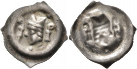 SWITZERLAND. Basel, Bistum. Johann III. von Vienne, 1366-1382. Vierzipfliger Pfennig (Silver, 19 mm, 0.36 g). Mitred bishop's head left between two cr...