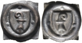 SWITZERLAND. Basel-Stadt. 1387-1399. Stebler (Silver, 16 mm, 0.21 g). City shield between three pellets. Rev. Incuse of obverse. HMZ 1-264. Beautifull...