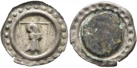 SWITZERLAND. Basel-Stadt. Circa 1450-1500. Rappen (Silver, 16 mm, 0.39 g). City shield within linear border and beaded circle. Rev. Incuse of obverse....