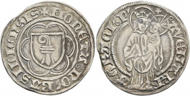 SWITZERLAND. Basel-Stadt. 15th century. Plappart (Silver, 23 mm, 1.94 g, 6 h). ✠MONETA NO BASILIENSIS City shield in tressure with six arches. Rev. AV...