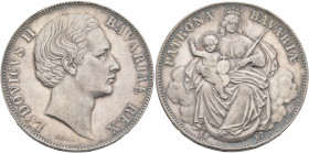 GERMANY. Bayern. Ludwig II, 1864-1886. Vereinstaler 1867 (Silver, 33 mm, 18.50 g, 12 h). LVDOVICVS II BAVARIAE REX Head of Ludwig II.to right, C. VOIG...