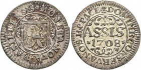 SWITZERLAND. Basel-Stadt. Assis 1708 (Silver, 21 mm, 1.16 g, 12 h). ✱MONETA NOVA BASILEENSIS Decorated shield. Rev. ✱DOMINE CONSERVA NOS IN PACE aroun...