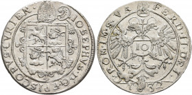 SWITZERLAND. Graubünden. Chur. Joseph Mohr von Zernez, 1627-1635. 10 Kreuzer 1632 (Silver, 28 mm, 4.18 g, 12 h). IOSEPHVS D G EPISCOPVS CVRIEN Quarter...
