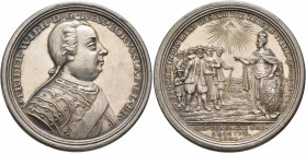 GERMANY. Brandenburg-Preußen. Friedrich Wilhelm I, 1713-1740. Medal 1732 (Silver, 43 mm, 28.95 g, 12 h), by P. P. Werner, Nürnberg. On the welcoming o...