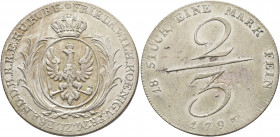 GERMANY. Brandenburg-Preußen. Friedrich Wilhelm II, 1786-1797. 2/3 Taler 1797 (Silver, 33 mm, 17.20 g, 12 h), Berlin. ✱FRIEDR WILH KOENIG V PR M ZU BR...