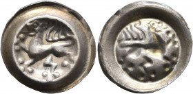 GERMANY. Braunschweig (Stadt). After 1412. Bracteate (Silver, 21 mm, 0.51 g), 'Ewiger Pfennig'. Lion walking left. Rev. Incuse of obverse. Berger 993....