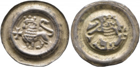 GERMANY. Braunschweig-Lüneburg. Otto IV, 1195-1218. Bracteate (Silver, 22 mm, 0.59 g), Lüneburg. Crowned lion standing left, cross in left field, annu...