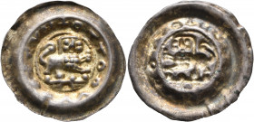 GERMANY. Braunschweig-Lüneburg. Otto das Kind, 1227-1252. Bracteate (Silver, 27 mm, 0.75 g), Braunschweig. ✠OTTO DVX DE BRVN Lion walking right, head ...
