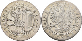 SWITZERLAND. Schaffhausen. Taler 1620 (Silver, 40 mm, 28.05 g, 6 h). ✱ MONETA NOVA SCAFVSENSIS Ram to left jumping out of building. Rev. DEVS SPES NOS...