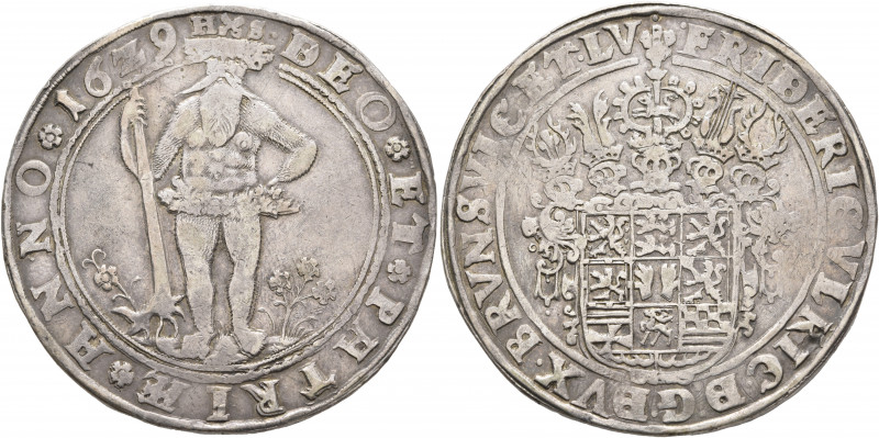 GERMANY. Braunschweig-Wolfenbüttel. Friedrich Ulrich, 1613-1634. Taler 1629 (Sil...