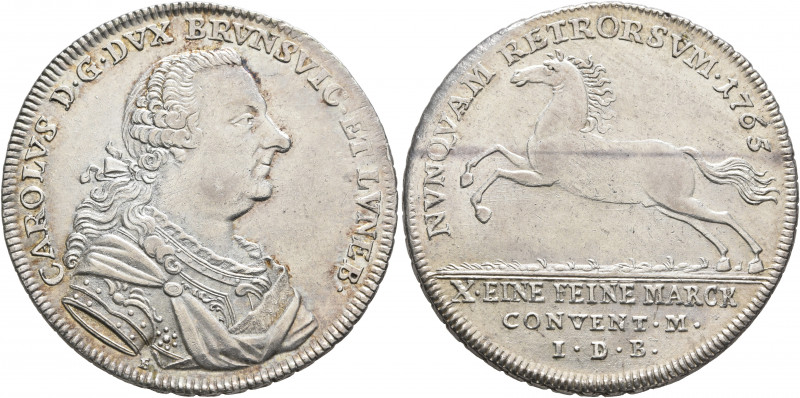 GERMANY. Braunschweig-Wolfenbüttel. Karl I, 1735-1780. Konventionstaler 1765 (Si...
