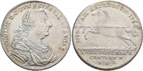 GERMANY. Braunschweig-Wolfenbüttel. Karl I, 1735-1780. Konventionstaler 1765 (Silver, 38 mm, 27.94 g), Braunschweig. CAROLVS D G DVX BRVNSVIC ET LVNEB...