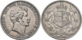 GERMANY. Braunschweig. Wilhelm, 1831-1884. Doppelter Vereinstaler 1856 (Silver, 41 mm, 37.16 g, 12 h), Hannover. WILHELM HERZOG Z. BRAUNSCHWEIG U. LUN...