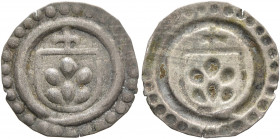 GERMANY. Breisach. After 1498. Rappen (Silver, 15 mm, 0.34 g). Town shield, cross above, all within linear border and beaded circle. Rev. Incuse of ob...