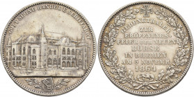 GERMANY. Bremen (Stadt). Taler 1864 (Silver, 33 mm, 17.53 g, 12 h), opening of the New Exchange. GOTT SEGNE HANDEL UND SCHIFFAHRT The building. Rev. G...