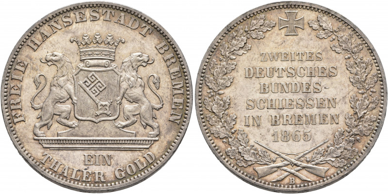 GERMANY. Bremen (Stadt). Taler 1865 (Silver, 33 mm, 17.57 g, 12 h). FREIE HANSES...