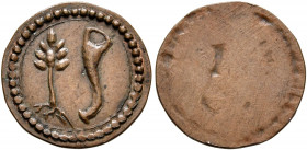 GERMANY. Buchhorn (Friedrichshafen). Pfennig (Bronze, 14 mm, 0.70 g), no date (after 1700). Beech tree and hunting horn within linear border and beade...