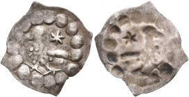 GERMANY. Colmar. Friedrich II, 1215-1250. Vierzipfliger Pfennig (Silver, 16 mm, 0.34 g). Eagle standing left, six-pointed star above, in pearl ring. R...