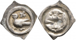 GERMANY. Colmar. 1290-1310. Vierzipfliger Pfennig (Silver, 18 mm, 0.30 g). Dove standing left in linear ring. Rev. Incuse of obverse. Wiel. Breisgau 3...
