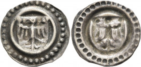 GERMANY. Colmar. After 1425. Rappen (Silver, 19 mm, 0.54 g). Eagle shield . Rev. Incuse of obverse. EuL. 38. Slg. Voltz 3. Slg. Wüthr. 65 d. Very fine...