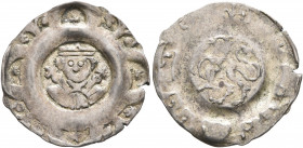 GERMANY. Eger. Friedrich II, 1215-1250. Pfennig (Silver, 19 mm, 0.82 g, 6 h). Crowned bust of Friedrich II facing, holding two crosses; at the edge fo...