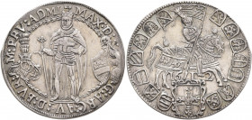 GERMANY. Deutscher Orden. Maximilian I, Erzherzog von Österreich, 1590-1618. 1/4 Taler 1612 (Silver, 30 mm, 7.09 g, 12 h), Hall. ✠MAX D G ARC AV D BVR...