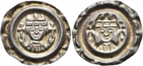 GERMANY. Donauwörth (königliche Münzstatte). Friedrich II, 1215-1250. Bracteate (Silver, 22 mm, 0.76 g). Crowned bust of Friedrich II. facing, holding...