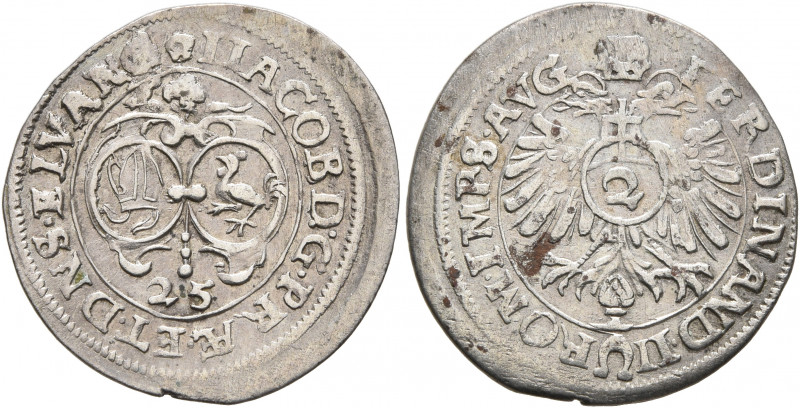 GERMANY. Ellwangen. Johann Jakob Blarer von Wartensee, 1621-1654. 2 Kreuzer 1625...