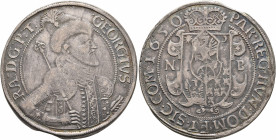 TRANSYLVANIA. Gheorghe Rákóczi II, 1648-1657. Taler 1650 (Silver, 43 mm, 28.20 g, 5 h), Nagybanya GEORGIVS RA D G P T Cuirassed bust right with fur ca...