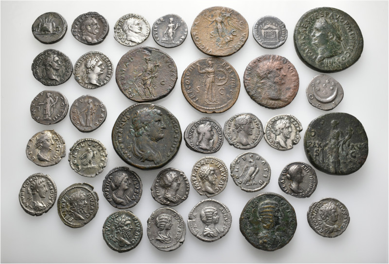 A lot containing 34 silver and bronze coins. Including: Roman Imperial. Fine to ...