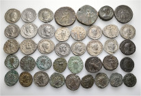 A lot containing 40 silver and bronze coins. Including: Roman Provincial and Roman Imperial. About very fine to good very fine. LOT SOLD AS IS, NO RET...
