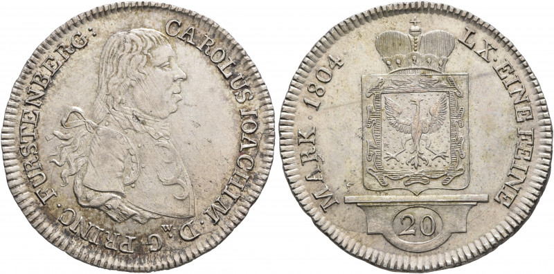 GERMANY. Fürstenberg. Karl Joachim, 1796-1804. 20 Kreuzer 1804 (Silver, 29 mm, 6...