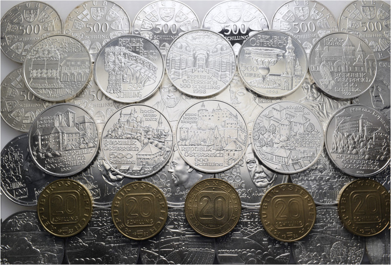 A lot containing 39 silver, bronze and copper-nickel coins. All: Austria. Extrem...