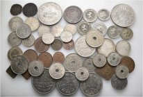 A lot containing 49 silver, bronze and copper-nickel coins. All: Belgium. Good very fine to good extremely fine. LOT SOLD AS IS, NO RETURNS. 49 coins ...